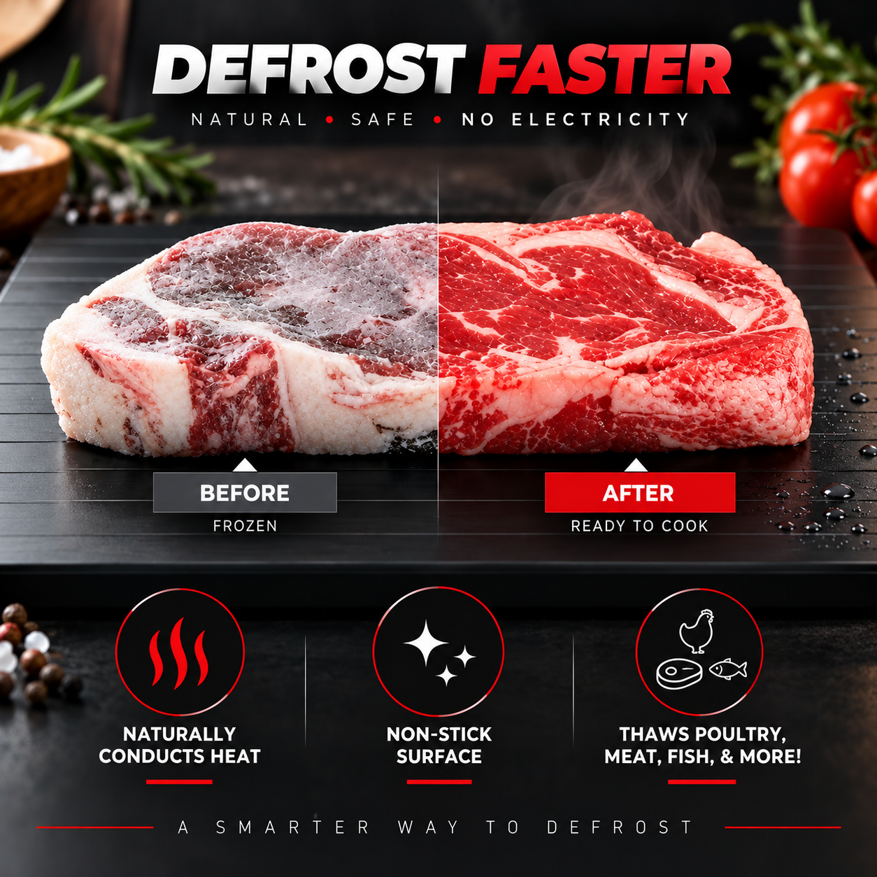 LMETJMA fast defrosting tray with brush